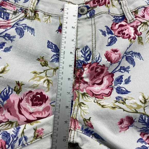 Blue Notes Floral Jeans Women 34 White Denim Pants Low Rise Super Skinny 34X30 - Picture 11 of 16